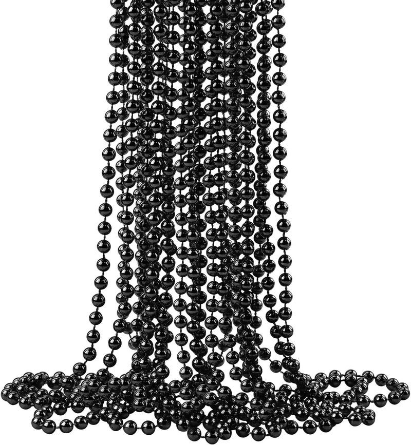 ZZYFGH 12Pcs Black Bead Necklace, 33'' 7mm Christmas Bead Necklaces, Mardi Gras Xmas Beaded Necklace Costume, Festival Parade Throw Accessories for Mardi Gras Party Christmas New Year Eve Festive Events, Party Favors - Image 1